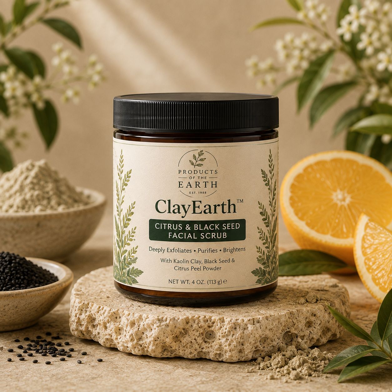 ClayEarth™ Citrus & Black Seed Facial Scrub Net Wt. 120g (4 oz.)