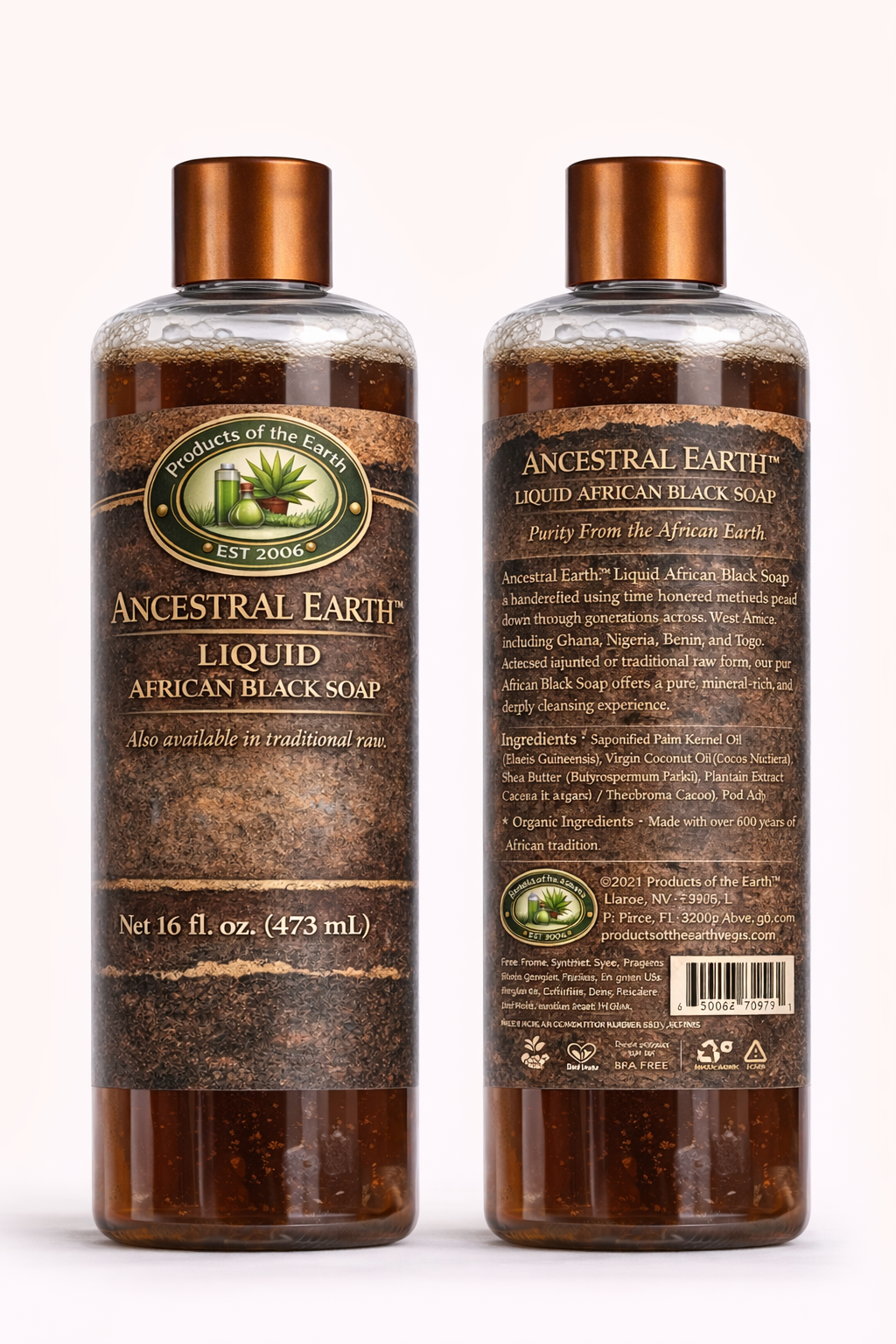 Ancestral Earth™ Liquid African Black Soap                                             Net 16 fl. oz. (473 mL)