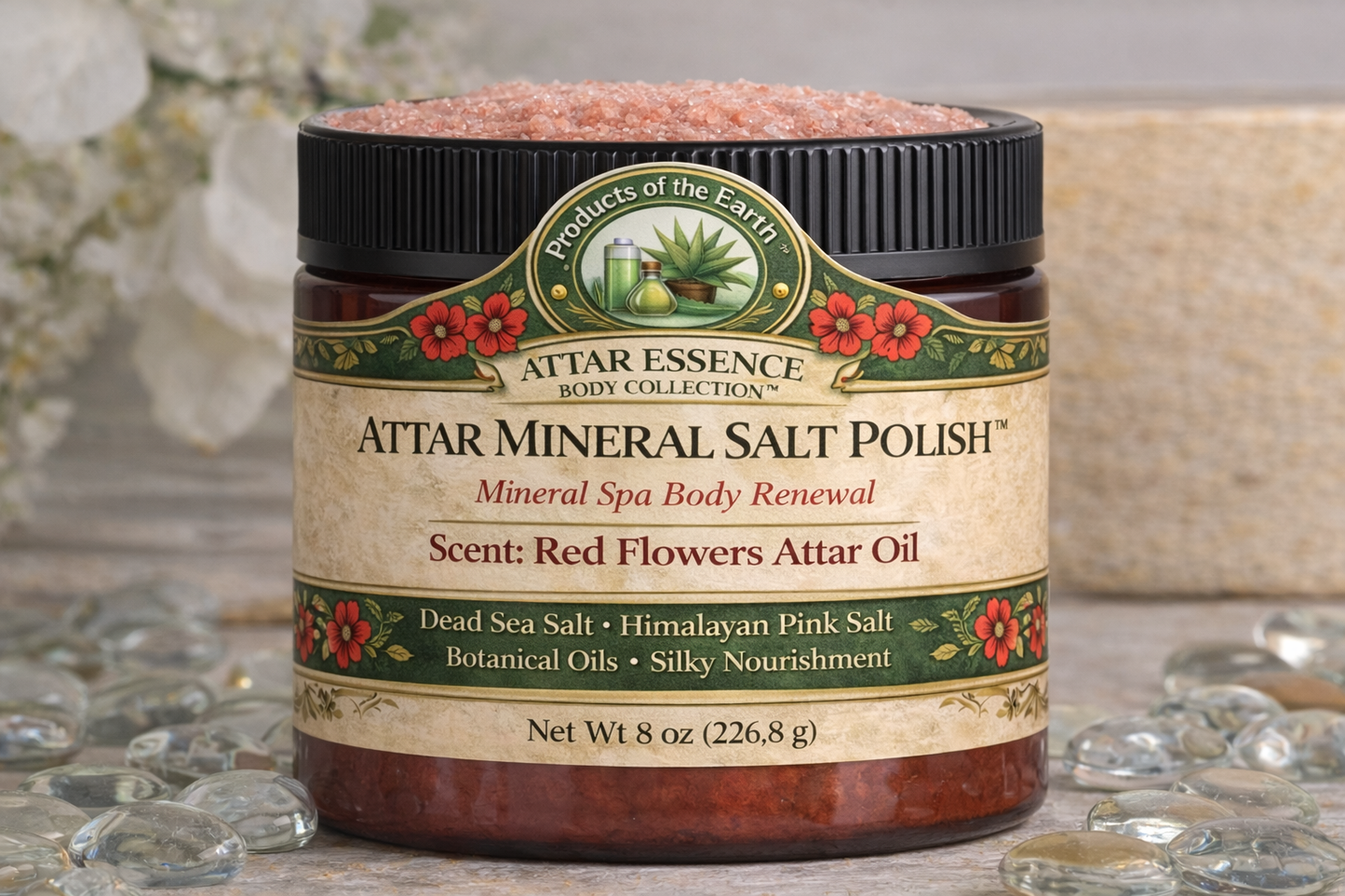 Attar Mineral Salt Polish™     Net Wt 8 oz (226.8 g)