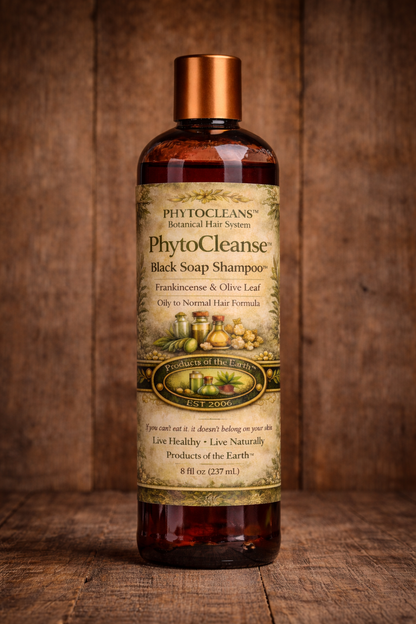 PhytoCleanse Black Soap Shampoo™ - Frankincense & Olive Leaf                                                                                    Net 8 fl. oz. (240 mL)