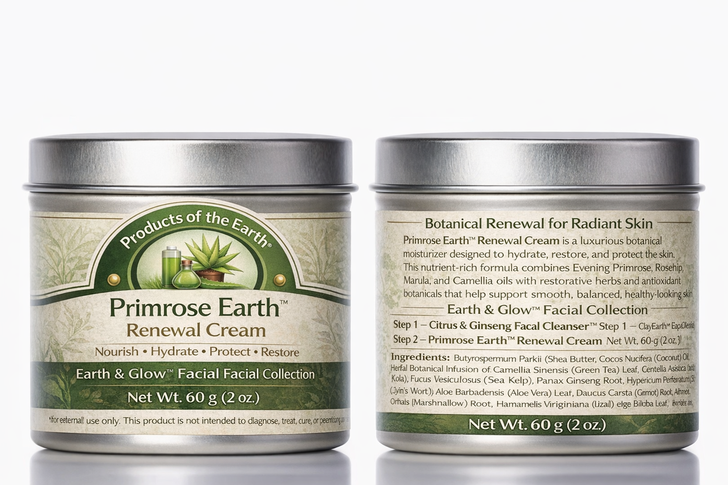 Primrose Earth™ Renewal Cream                                                                Net Wt. 60g (2 oz.)  