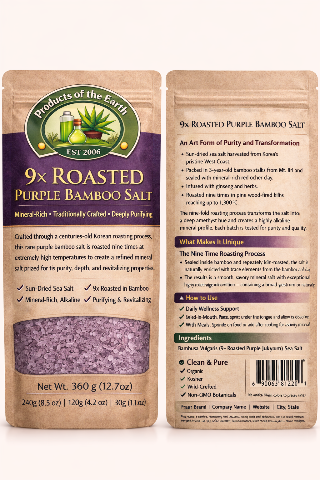 9× Roasted Purple Bamboo Salt (Crystals)