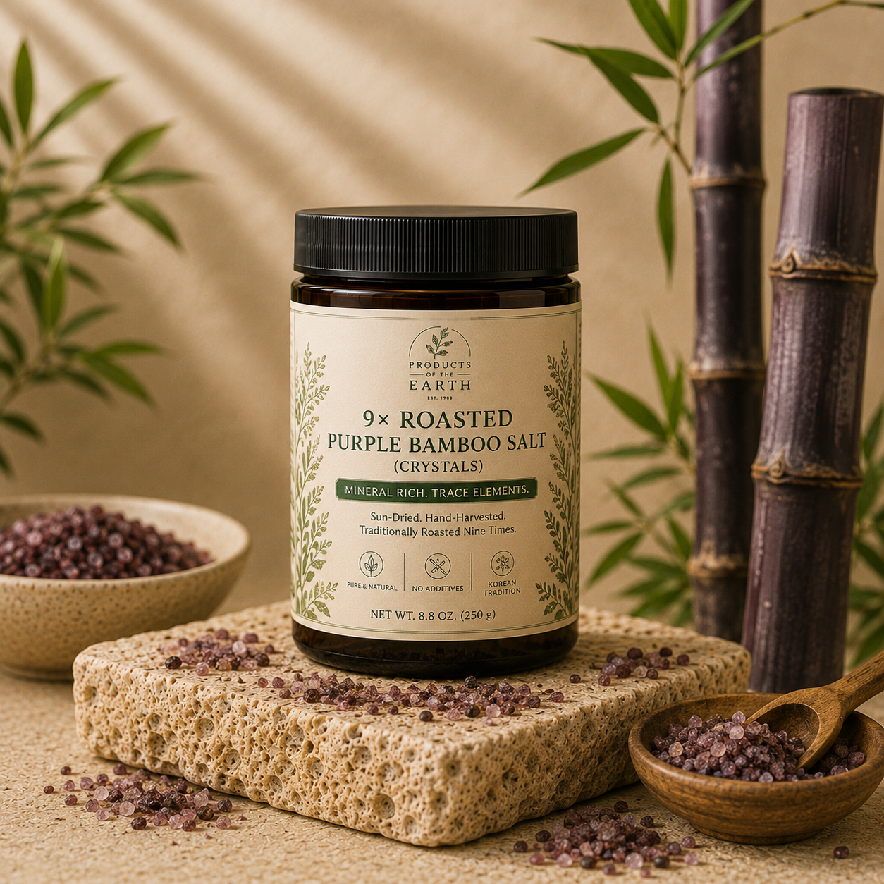 9× Roasted Purple Bamboo Salt (Crystals)