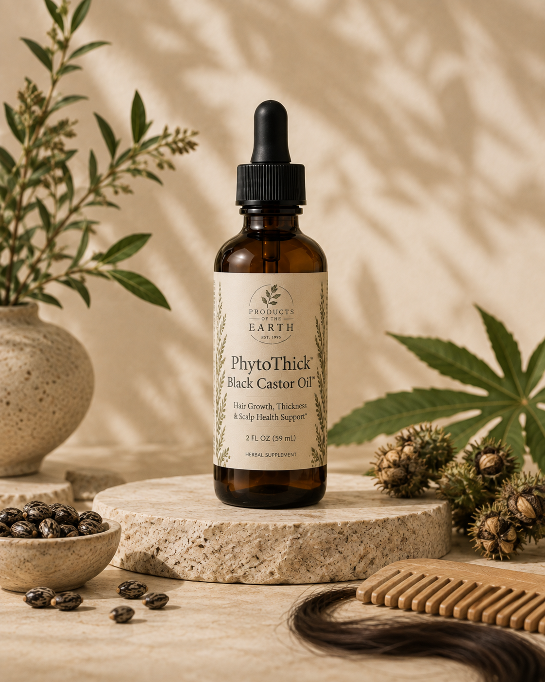 PhytoThick Black Castor Oil™ - Jamaican Black Castor Oil • MSM                                                                                                                         Net 4 fl. oz. (120 mL)