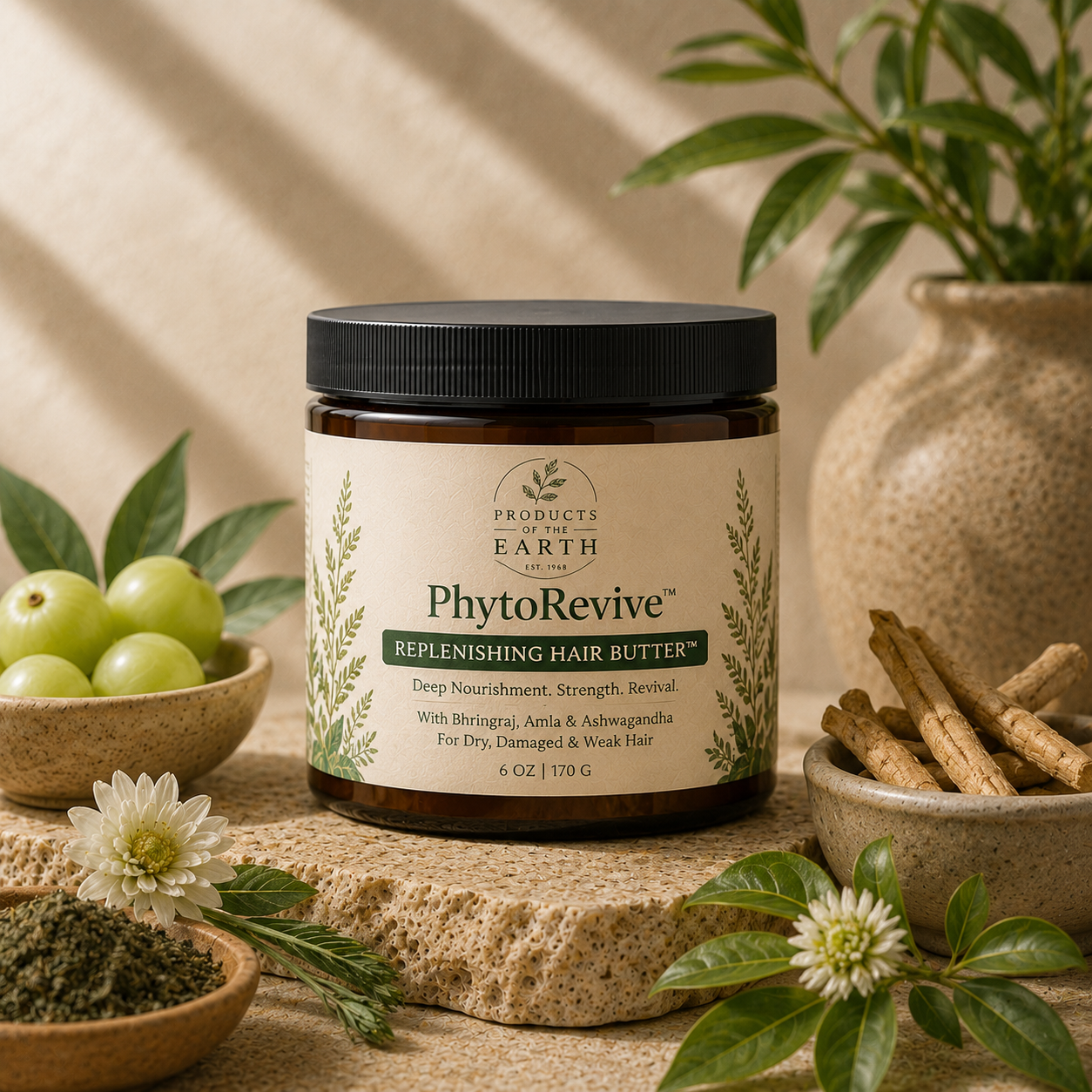 PhytoRevive™ Replenishing Hair Butter™ - Bhringraj • Amla • Ashwagandha                                     Net Wt. 120g  (4 oz.)