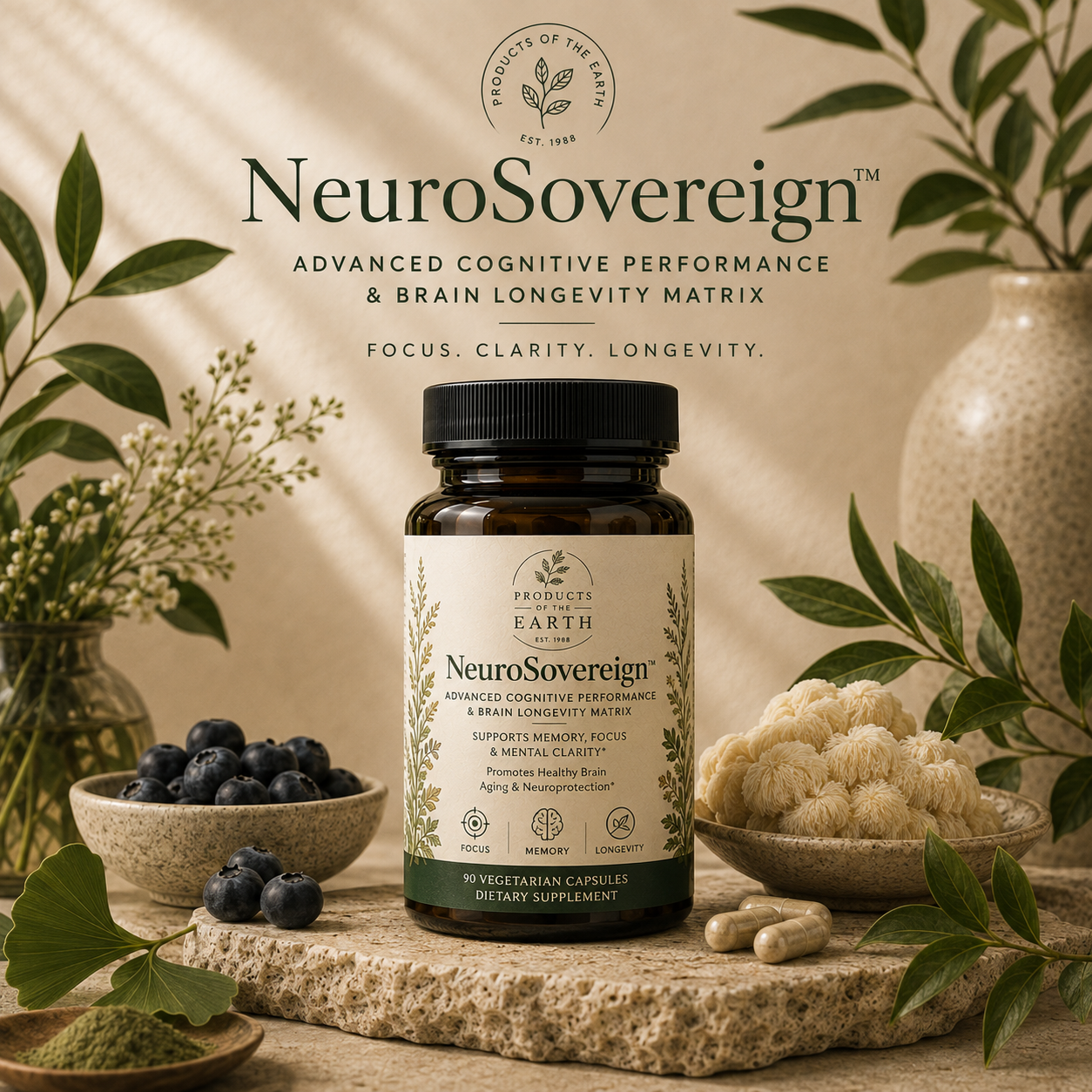 NeuroSovereign™- Advanced Cognitive Performance & Brain Longevity Matrix - 120 Capsules