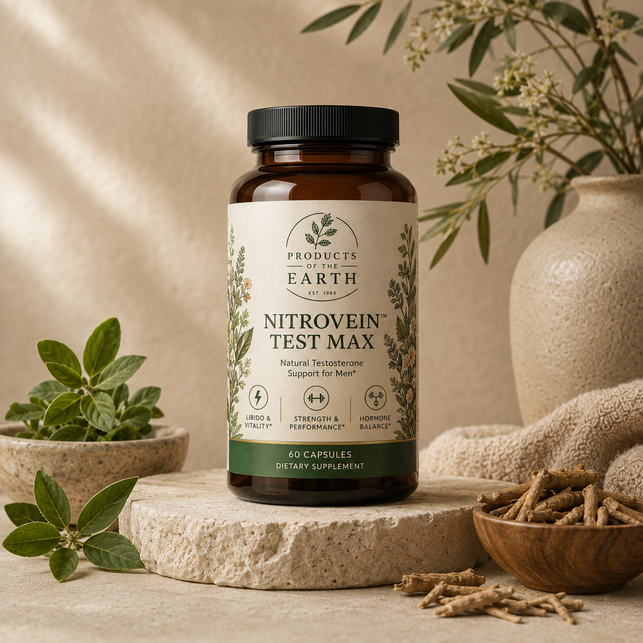 Nitrovein™ Test Max - Elite Testosterone • Strength • Vitality - 180 Capsules