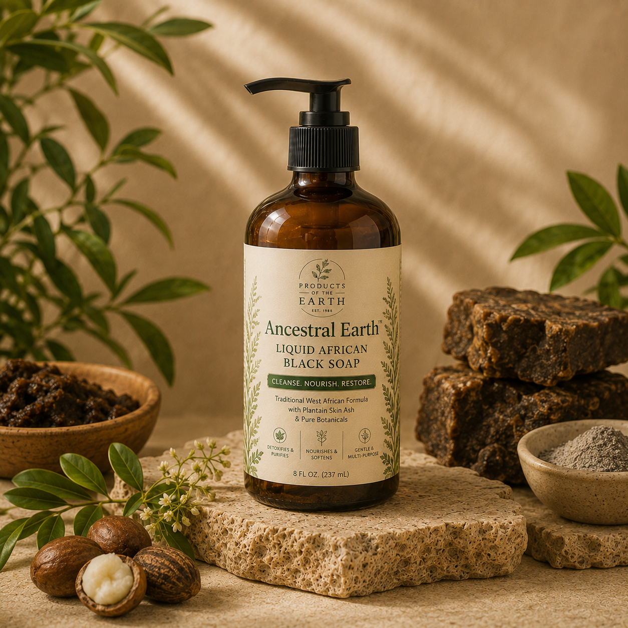 Ancestral Earth™ Liquid African Black Soap                                             Net 16 fl. oz. (473 mL)